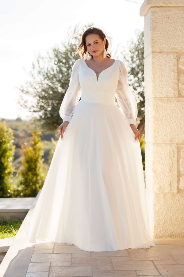 curvy-brautkleid. Brautkleid curvy lange Ärmel