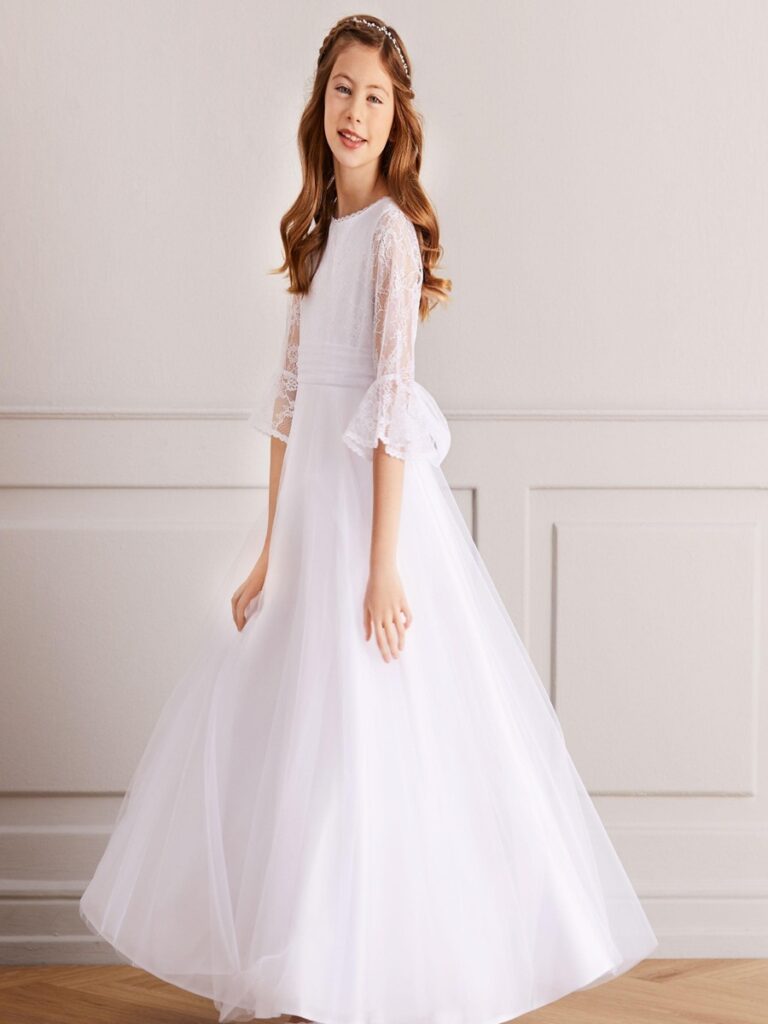 Langes Kommunionkleid von Lilly 8-1129-wh zur Kommunion 2026