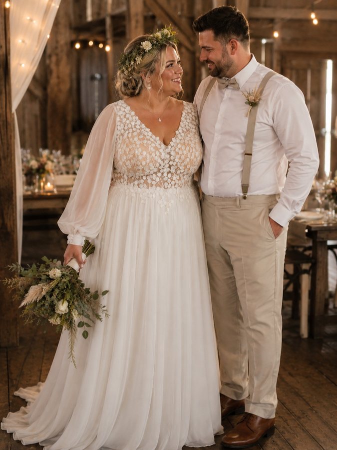 brautpaar curvy scheunenhochzeit